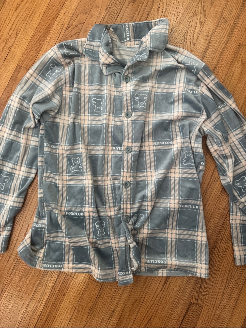 Women's Blue Plaid Button-Front Pajama Top